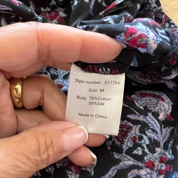 XIRENA Cotton Silk Flowing Layered Boho Maxi Skirt Floral Size M Workwear Causal - Picture 8 of 8